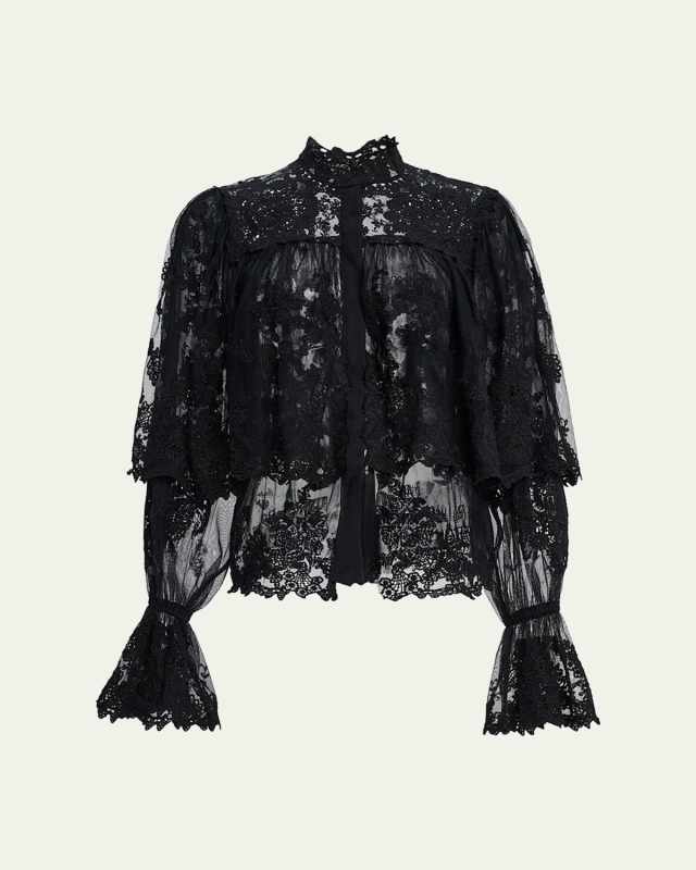 Kaylor Layered Embroidered Mesh Blouse